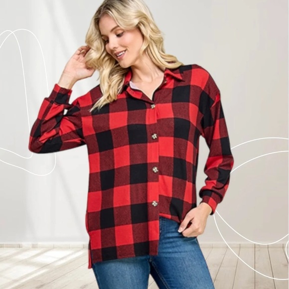 Buffalo Plaid Button Up Long Sleeve - Picture 1 of 1